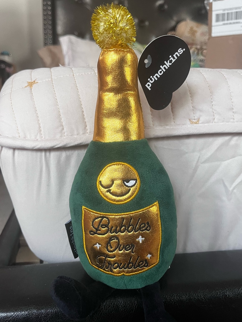 Pinchkins Gold & Green 'Bubbles Over Troubles' Plush Bottle Toy